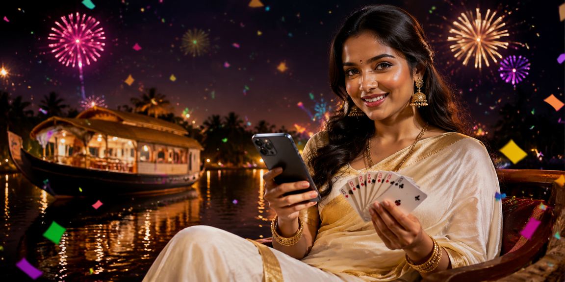 Indian players enjoying Teen Patti at Kerala backwaters